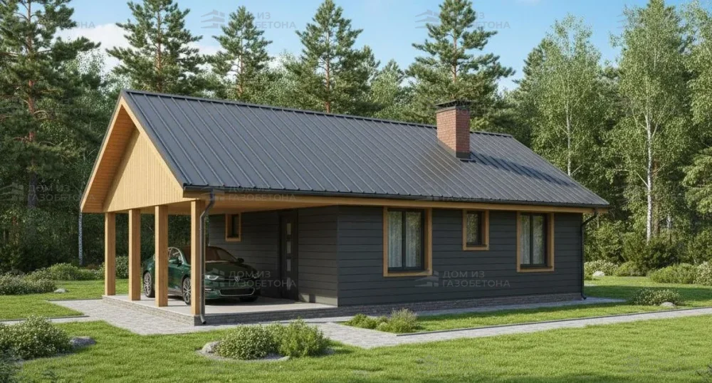 Проект Одноэтажный дом 12 на 7, 46 м2